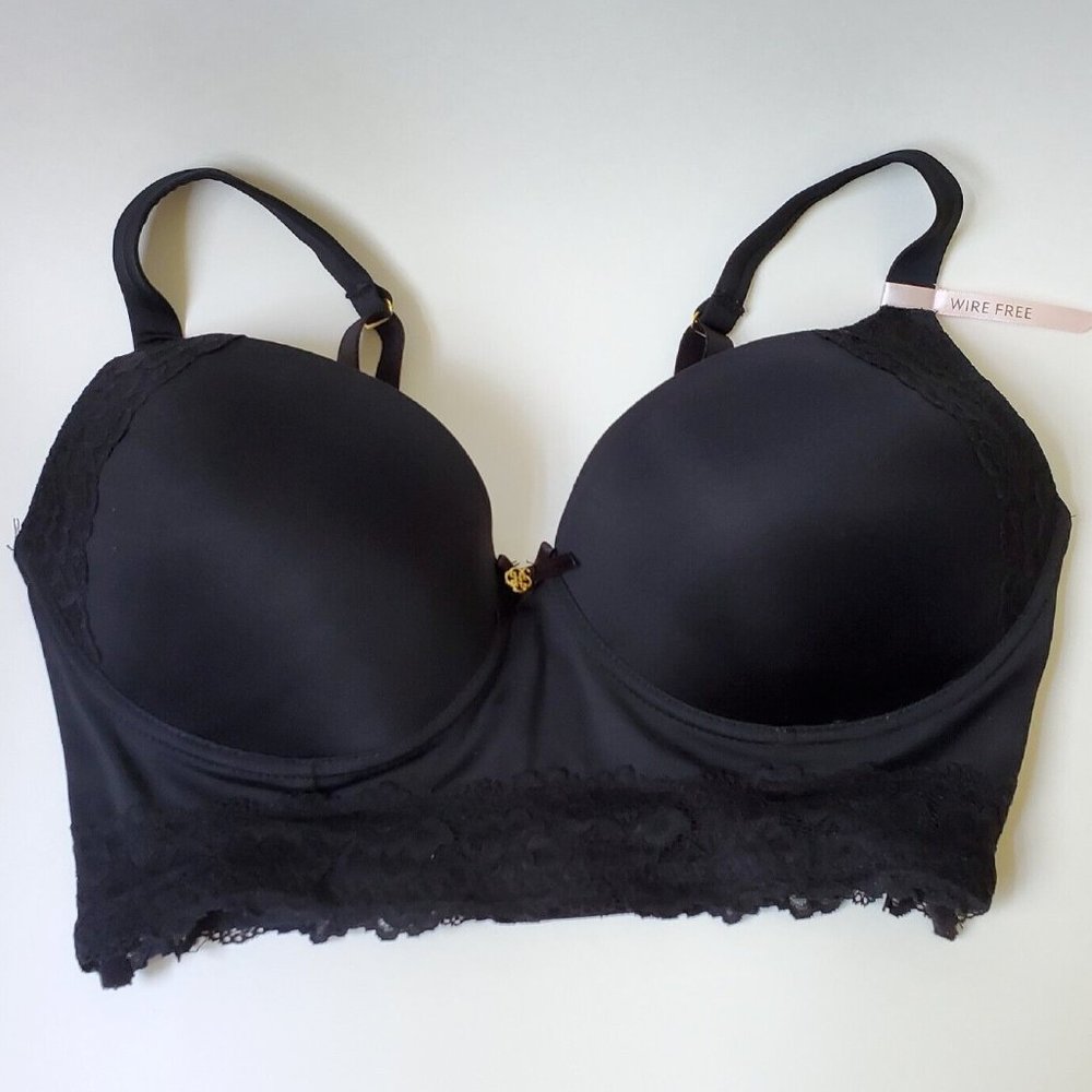 Daisy Fuentes Wire Free Lounge Push Up Bra Size 38C Black Wireless